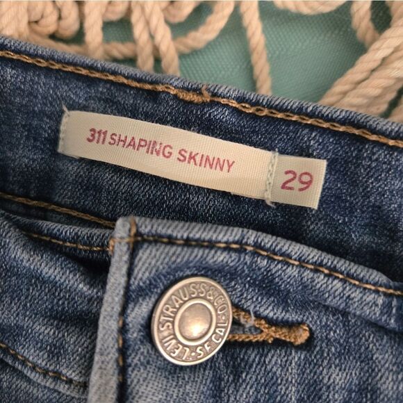 Levi's 311 Shaping Skinny Distressed Stretch Blue Jeans - Picture 5 of 7